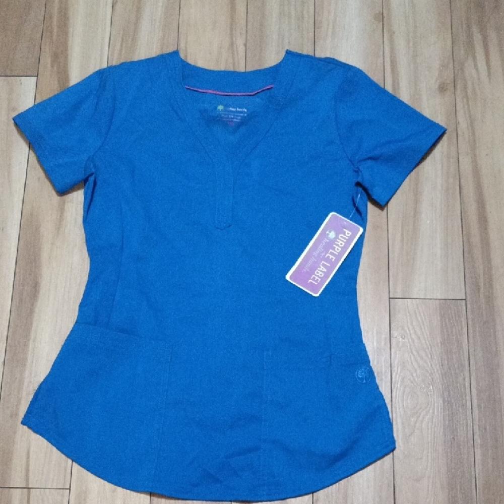 Purple Label Women's Blue V-Neck Top